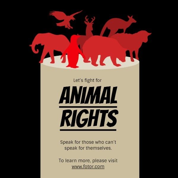 charity, life, environment, Animal Silhouette Animal Rights Instagram Post Template