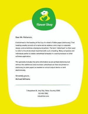 advertisement, business, promotion, Yellow Green Flower Greeting Letter Letterhead Template