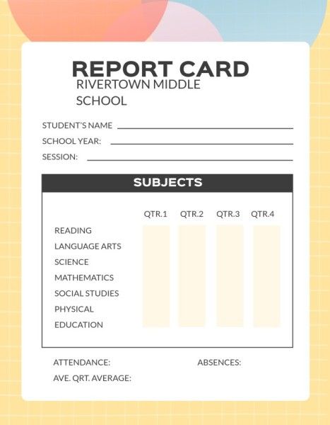 business, student, school, Yellow Background Report Card Template