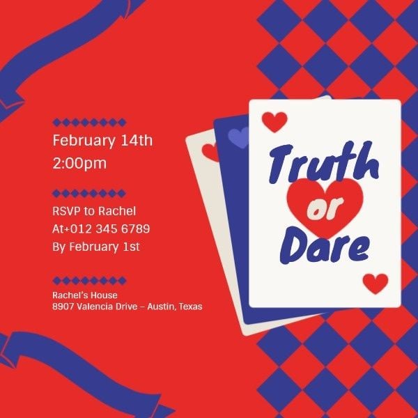 game, romantic, event, Truth Or Dare Instagram Post Template