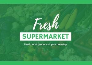 vegetable, fruit, post card, Fresh Green Supermarket Postcard Template