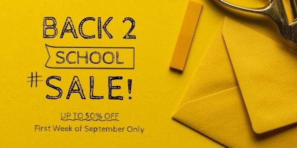 stationery, discount, stationery, Yellow Back To School Sale Twitter Post Template