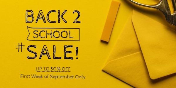 Yellow Back To School Sale Twitter Post