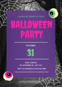 holiday, festival, celebration, Purple Halloween Party Invitation Template