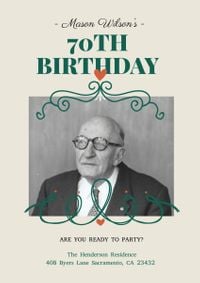 happy birthday, man, glasses, White 70th Birthday Poster Template