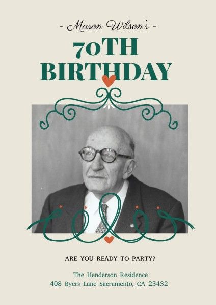 happy birthday, man, glasses, White 70th Birthday Poster Template