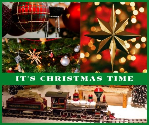 greeting, holiday, photo, Festive Christmas Collage Facebook Post Template