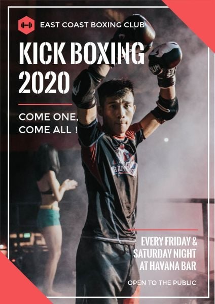 大学踢拳击比赛海报模板 英文海报