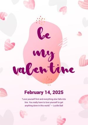 love, illustration, romantic, Pink Hearts Valentine's Day Quote Poster Template