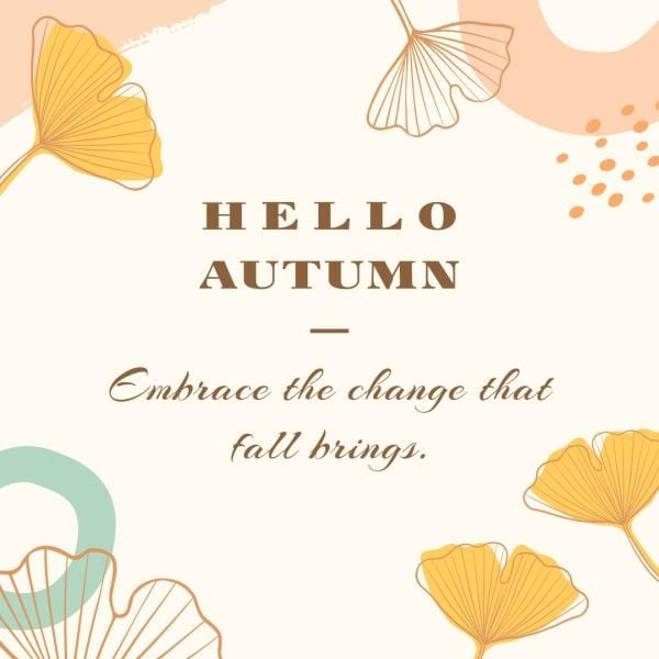 blessing, fall, hello autumn, Floral Autumn Quote Social Media Instagram Post Template