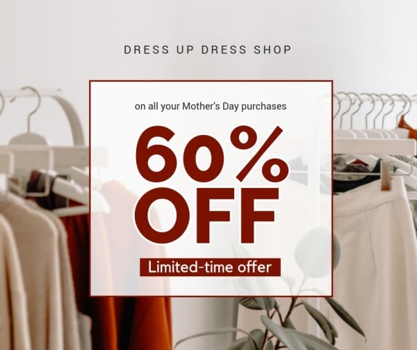 White Dress Up Dress Shop Discount Facebook Post