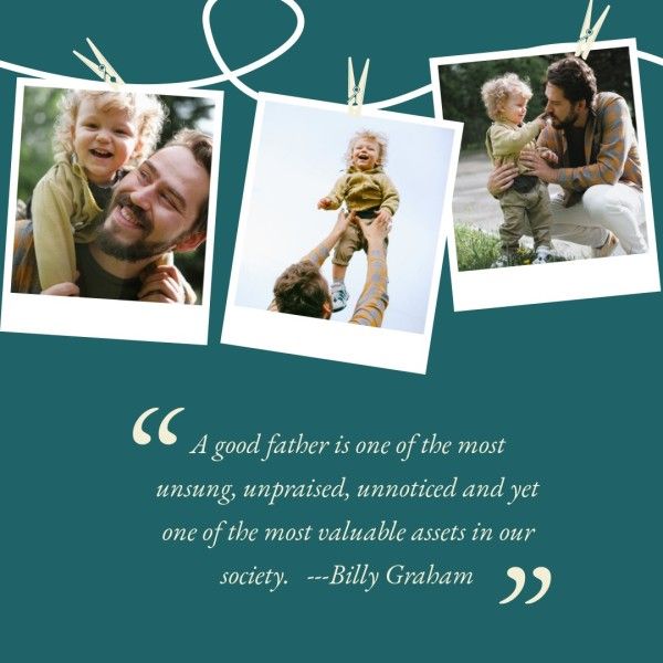 dad, family, fatherhood, Green Father's Day Photo Collage (Square) Template