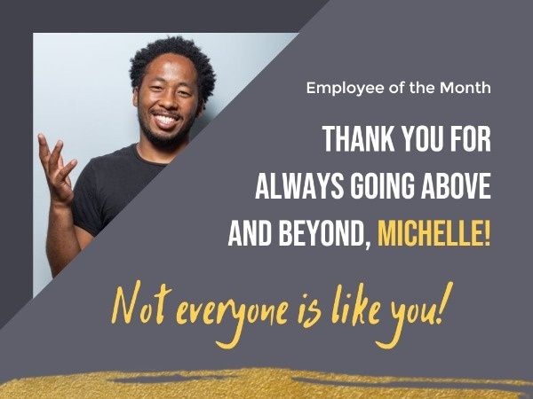 Gray Employee Of The Month Card