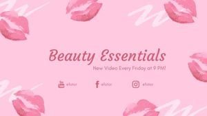 youtube end screen, end cards, end screen, Simple Pink Beauty Video Subscribe Youtube Channel Art Template