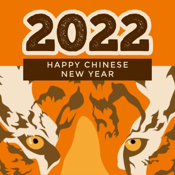 Orange Happy Chinese New Year Tiger Year Instagram Post