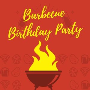 happy, life, dinner, Barbecue Birthday Party Instagram Post Template