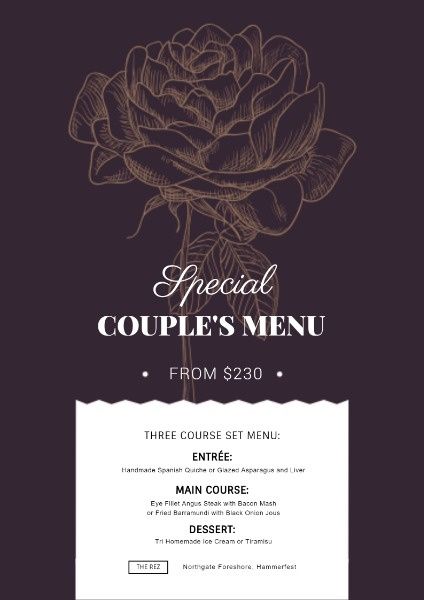 special couples menu, restaurant, sale, Special Couple Menu Flyer Template