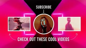musician, youtube end screen, end cards, Pink Cyberpunk Music Video Youtube Thumbnail Template