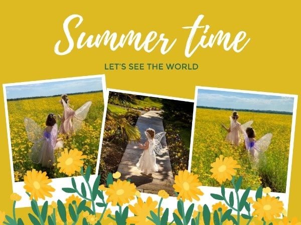 let us see the world, polaroid, travel, Summer Time Kid's Outing Collage Card Template