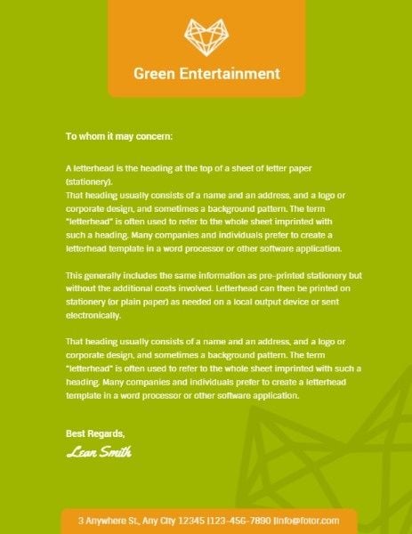 绿黄娱乐公司 信纸