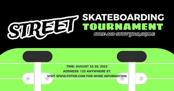 sport, poster, street, Green Skateboard Tournament Facebook Event Cover Template