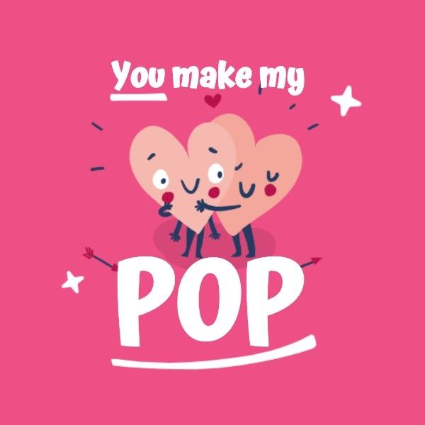 love, valentines day, couple, Pink Heart Pop Valentine's Day Instagram Post Template