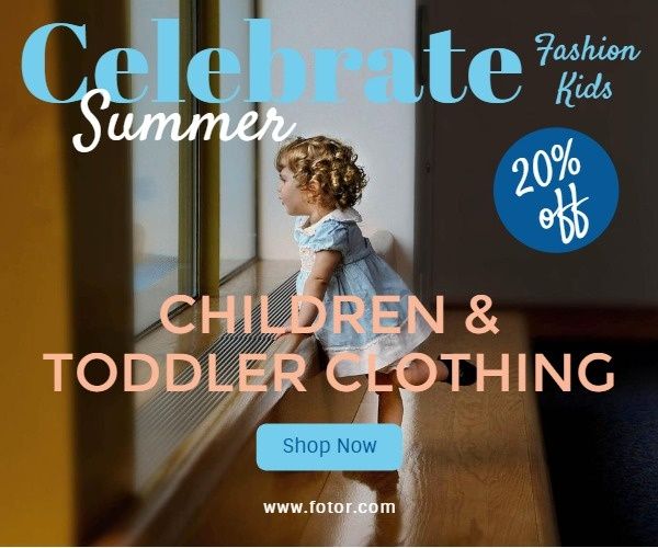 promotion, discount, online sale, Kid Clothes Sale Medium Rectangle Template