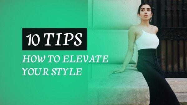 style, social media, video cover, Green Gradient Tips On Fashionable Wear Youtube Thumbnail Template