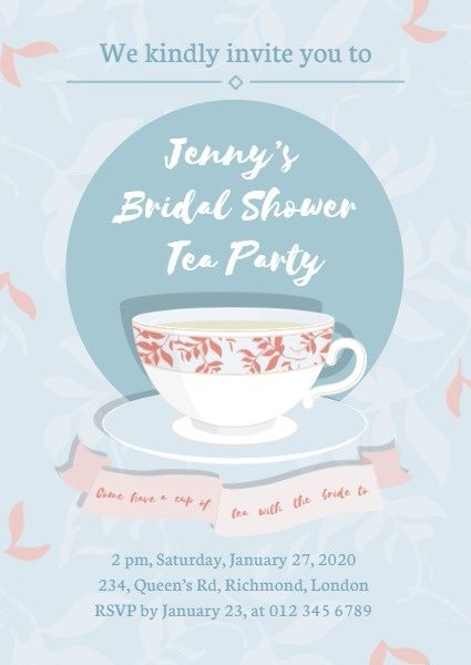 single party, event, parties, Bridal Shower Afternoon Tea Party Invitation Template