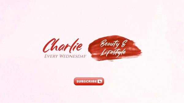 lifestyle, vlogger, youtuber, Pink And Red Minimal Modern Beauty Personal Youtube Banner Youtube Channel Art Template