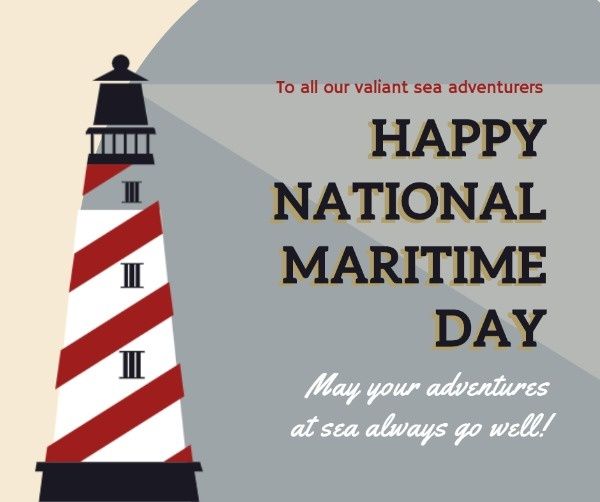 sailing, lighthouse, festivals, Happy National Maritime Day Facebook Post Template