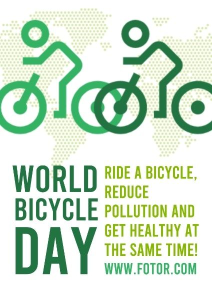 绿色世界自行车日 英文海报
