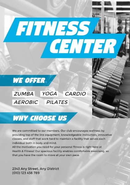 Grey Fitness Center Flyer