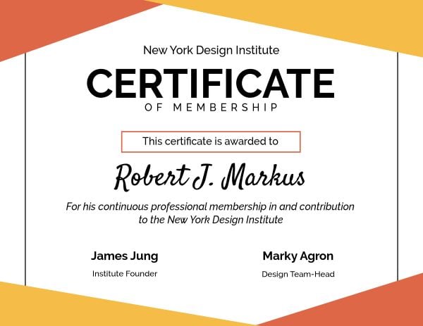 Membership Certificate Certificate