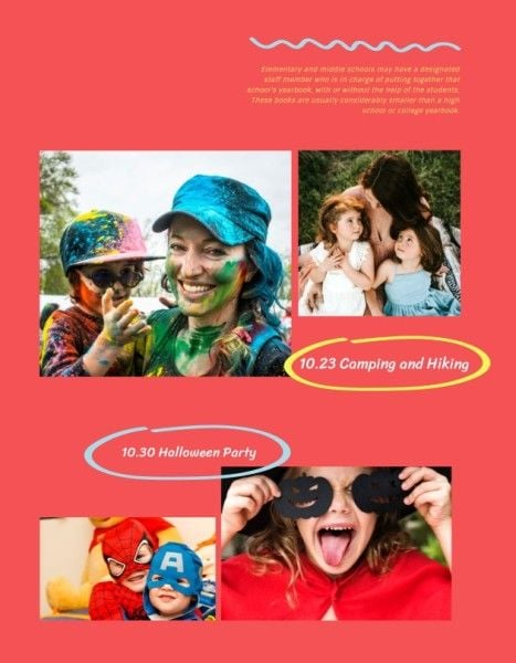 child, children, kindergarten, Red Puzzle Primary School Yearbook Yearbook Template