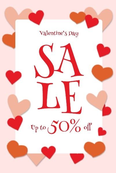 heart, love, valentines day, Pink Background Of Valentine's Day Sale Pinterest Post Template