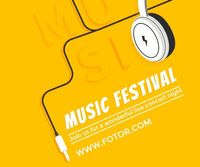 musical, concert, show, Orange Background Of Music Festival Facebook Post Template