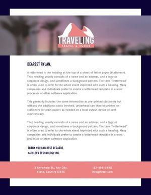 Pink And Green Travel  Letterhead