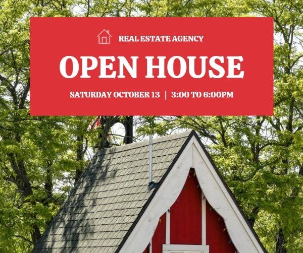 sale, open house, marketing, Red And Green Real Estate Facebook Post Template