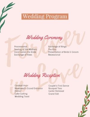 Pink Wedding Schedule Program Program