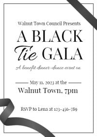 Simple Black And White Black Tie Gala Invitation