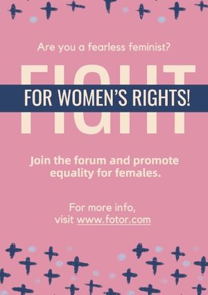 quote, woman right, euqal, Pink International Women's Day Campaign Poster Template