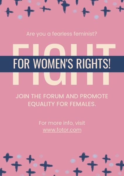 粉红国际妇女节运动 英文海报