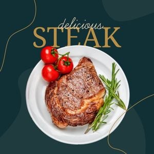 social media, restaurant, chef, Black Delicious Steak Instagram Post Template