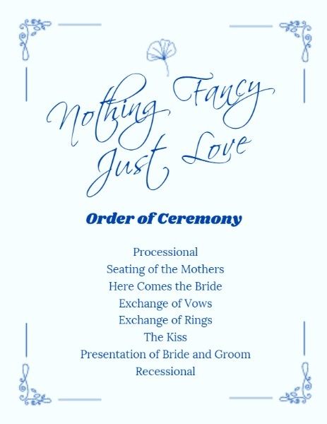 anniversary, ceremony, engagement, Classic Blue Wedding Program Template