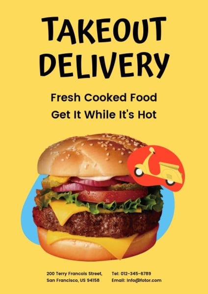 Yellow Fast Foof Delivery Flyer