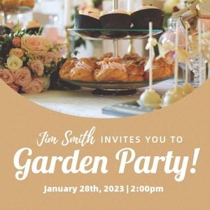 food, program, event, Brown Garden Party Invition Instagram Post Template