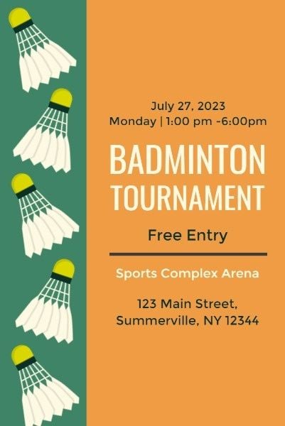 game, sports, sport, Badminton Tournament Poster Pinterest Post Template