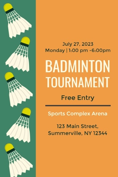 Badminton Tournament Poster Pinterest Post