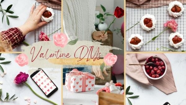 valentines day, love, life, Pink Collage Valentine Handmade Gift Ideas Youtube Thumbnail Template